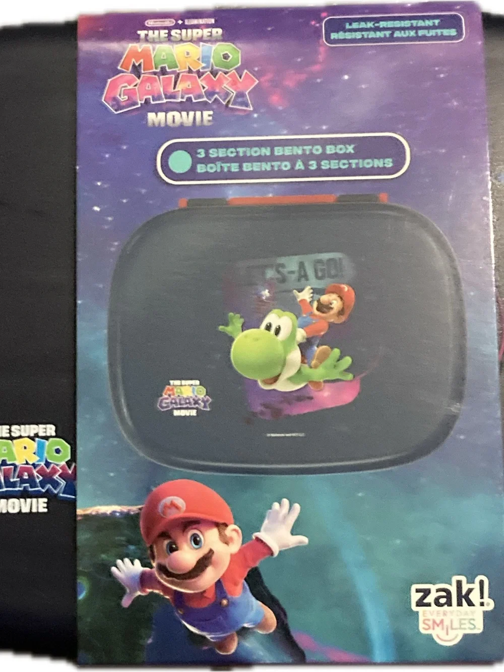 The Super Mario Galaxy Movie Black 3-Section Bento Box by Zak! Designs